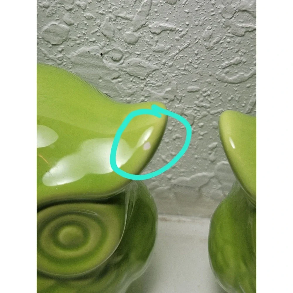 Vintage Ceramic Owl Salt and Pepper Shakers Pair Lemongrass-green MCM - Read